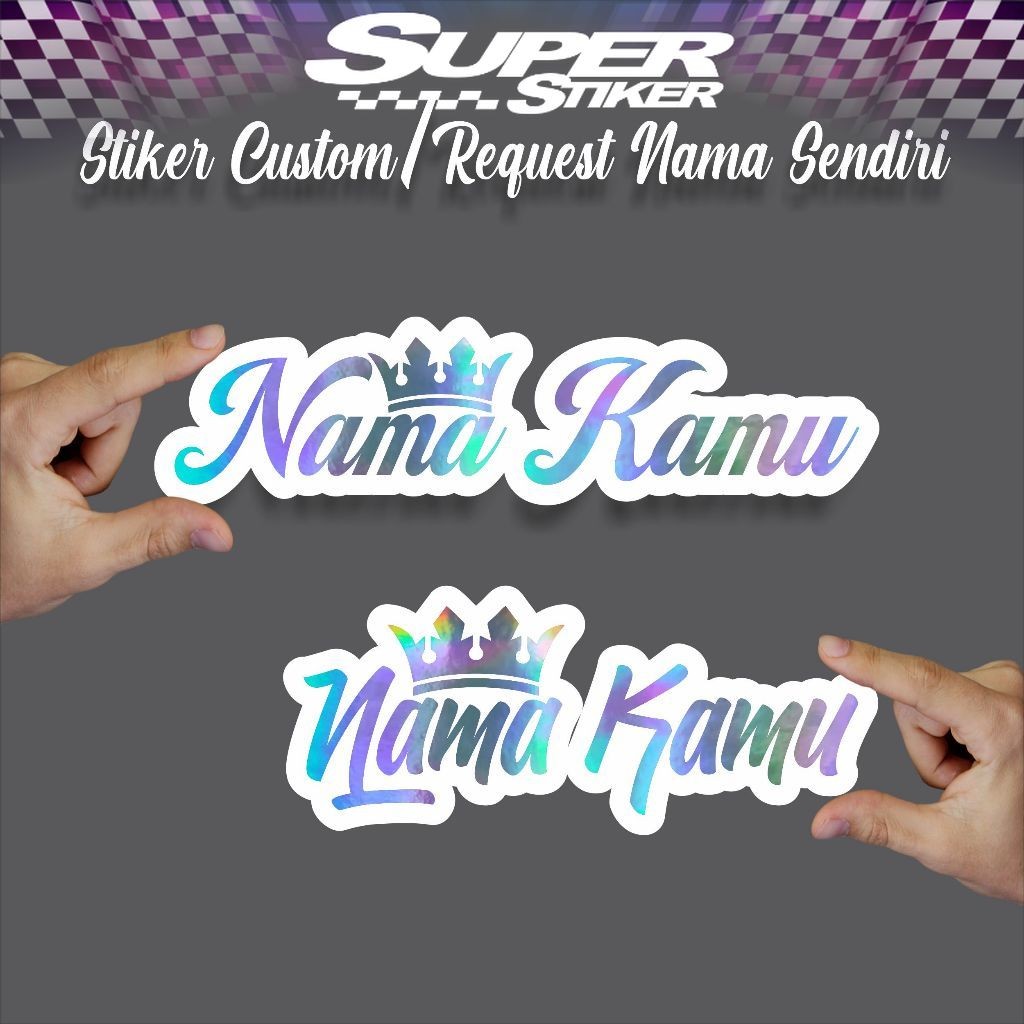 

Stiker Cutting Nama Sendiri Custom, Sticker Anti Air, Waterproof, Timbul Setiker nama Sticker nama
