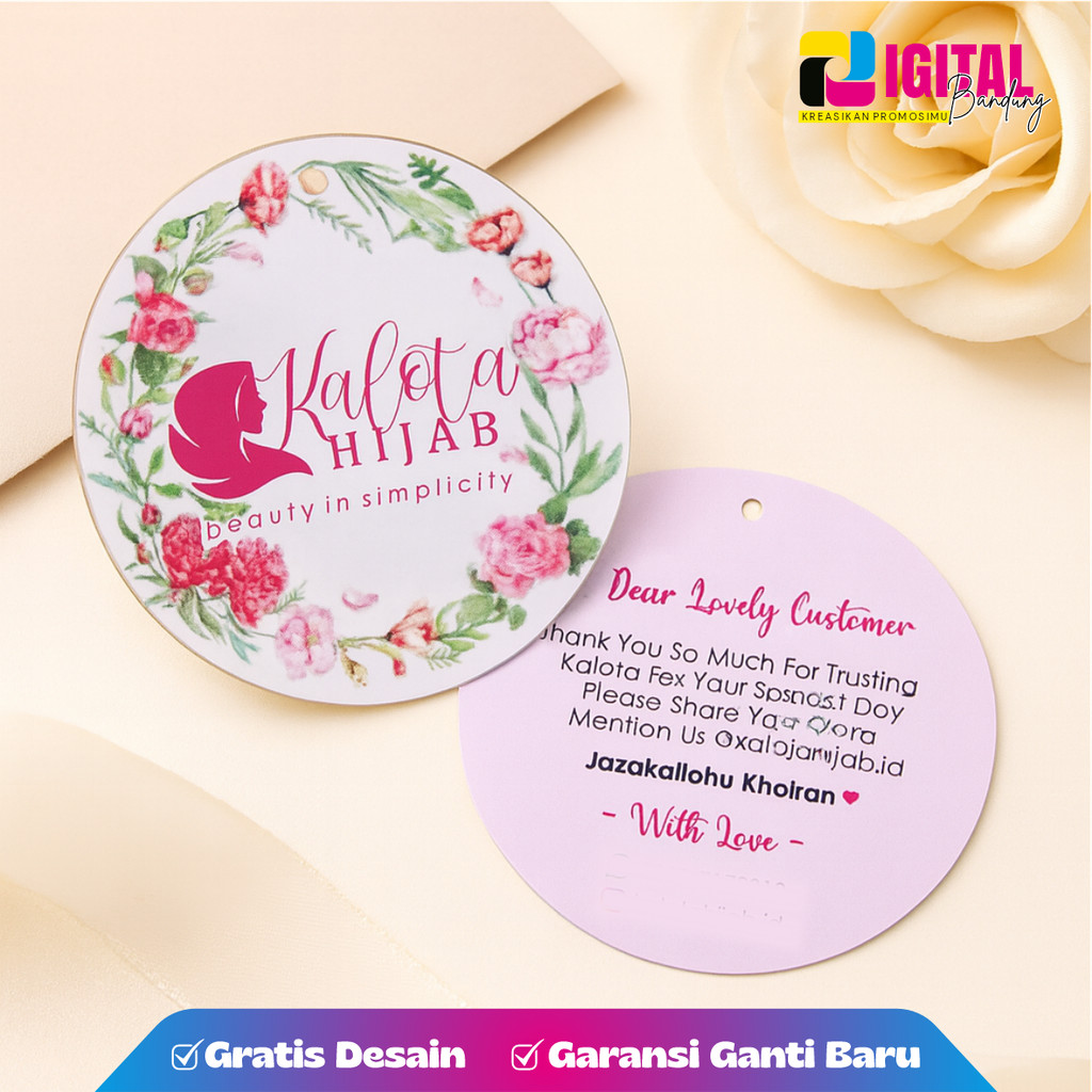 

Cetak Hangtag Kaos dan Baju Fashion 2 Sisi Bulat Custom Desain Cepat dan Hemat