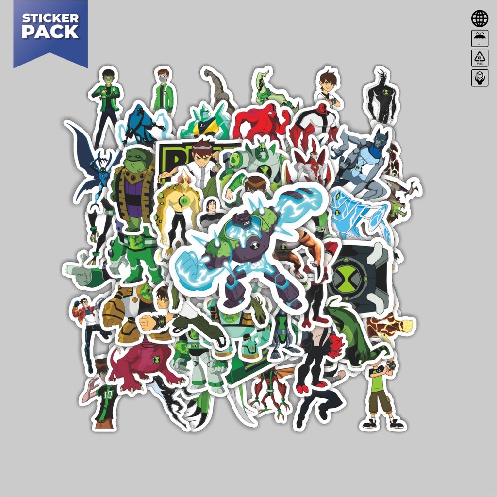 

[100PCS]Stiker Pack Stiker Kartun Series Ben Ten Karakter Mix 6 Aesthetic Vinyl Anti Air Dekorasi Sticker Laptop Buku Journal Koper Helm Casing HP Gitar Helm Skateboard