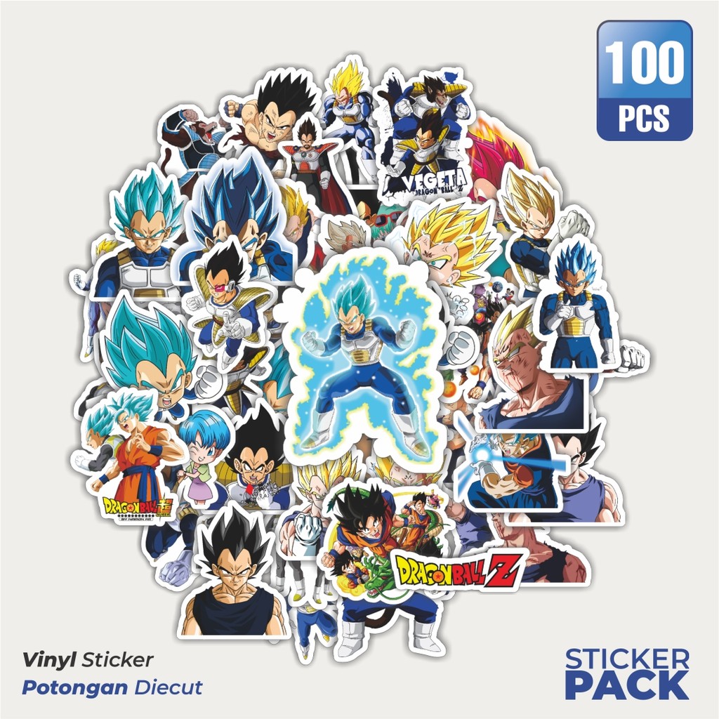 

100 PCS STIKER Anime Series Dragon Ball Character Prince Vegeta V2 Dekorasi Lucu Kreatif untuk Notebook, Skateboard, H