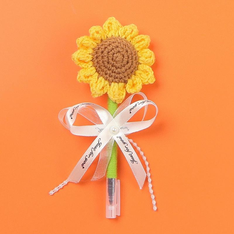 

Sunflower Pen Artificial Sunflower Pens Non-Slip Gel Ink Writing Tool Handmade Knitted Flowers Stationery Supplies for Work