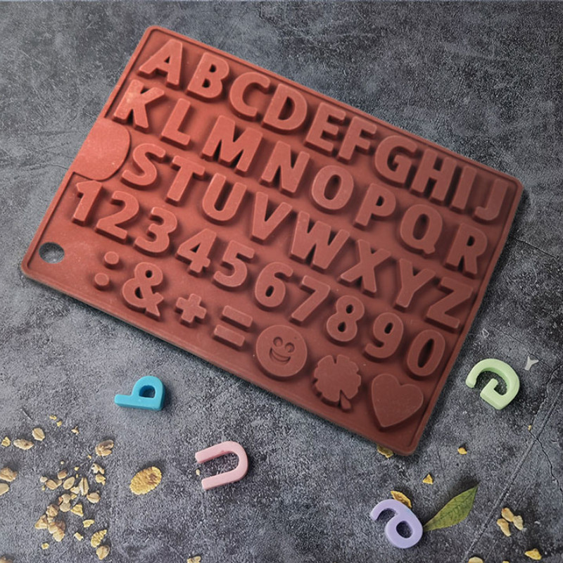 

English Letter Silicone Chocolate Mold Alphanumeric Candy Biscuit Jelly Ice Baking Mould Cake Decor Soap Candle Making Set Gifts