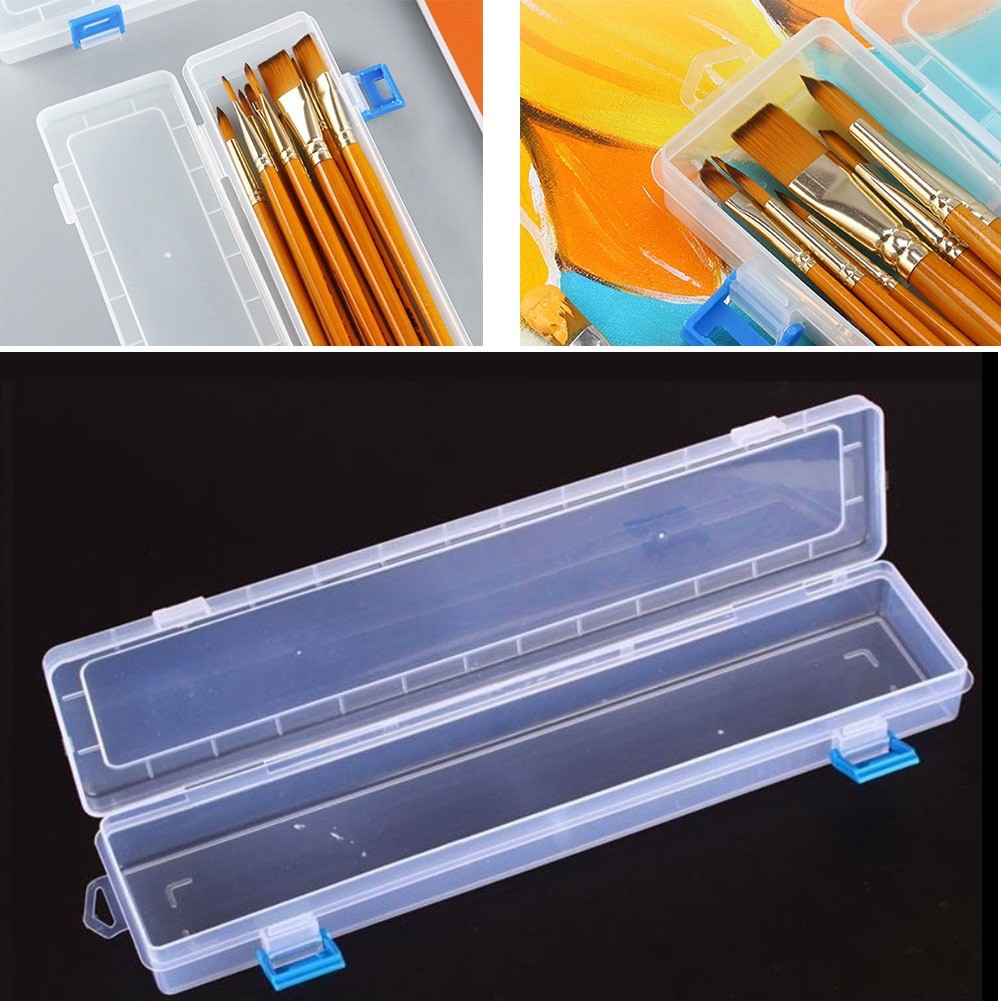

1pc Painting Pencils Box Drawing Brush Storage Case 33x7x3.5cm 18.5*7cm Plastic Watercolour Pen Container Drawing Tool Organizer