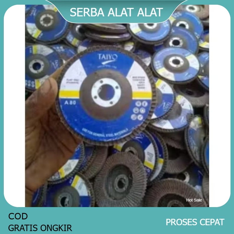 Amplas susun/flap Disc Taiyo 4in Bekas pabrik kondisi 90%.masih layak pakai