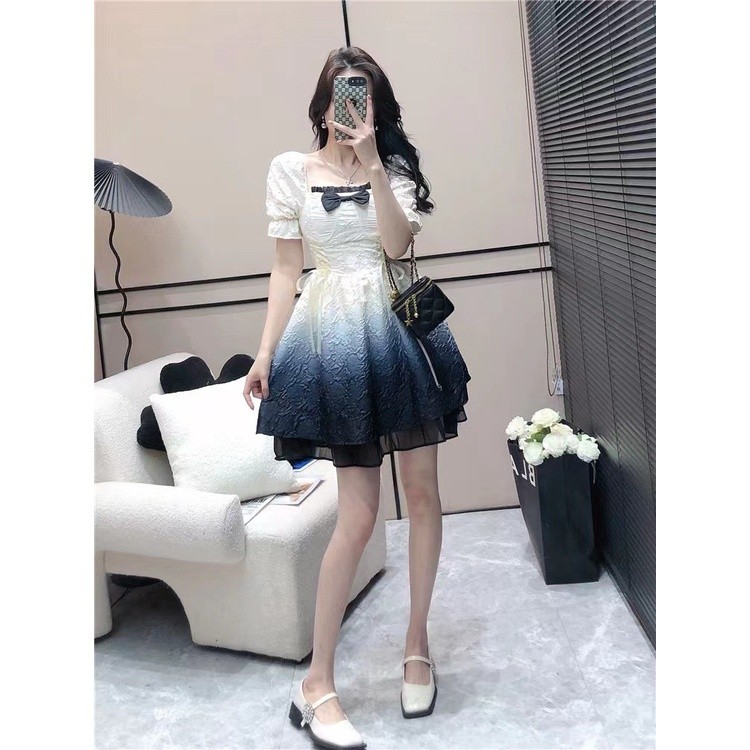 Mini Baby Doll Babydoll Gradasi Warna Putih Biru Ungu Dress - Dress Casual Kasual / Dress Import Imp