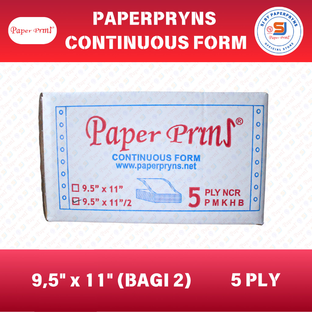 

PAPERPRYNS Continuous Form 9,5" × 11/2" (BAGI 2) - 5 PLY - NCR Sheets