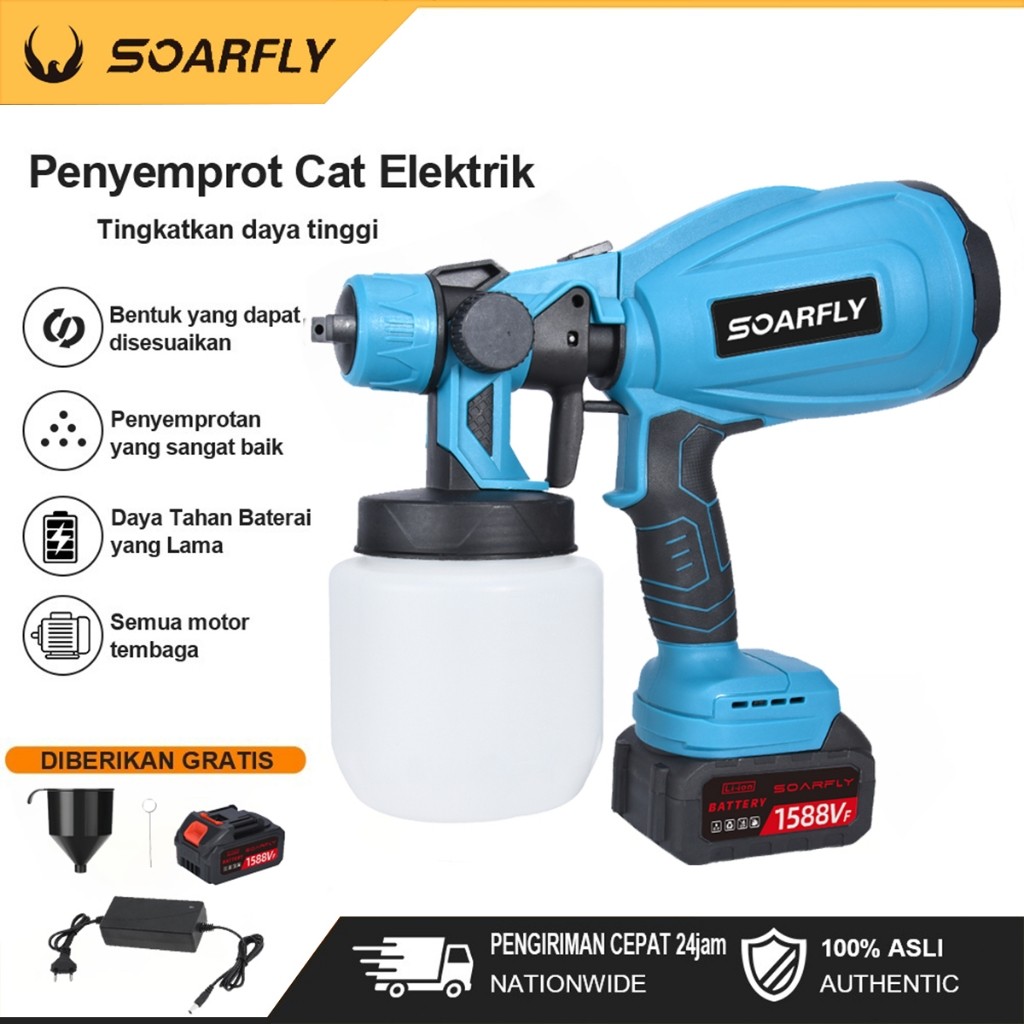 SOARFLY spraygun Elektrik Baterai Spray Gan 800ml Kompresor Listrik Alat Semprot Cat