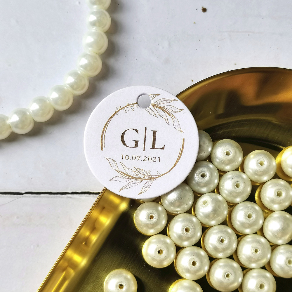 

100 pcs 3.5cm round Kraft/White Paper Rose Gold Letter Label Customized Rope Labels Gift Wrapping Supplies Wedding Favors