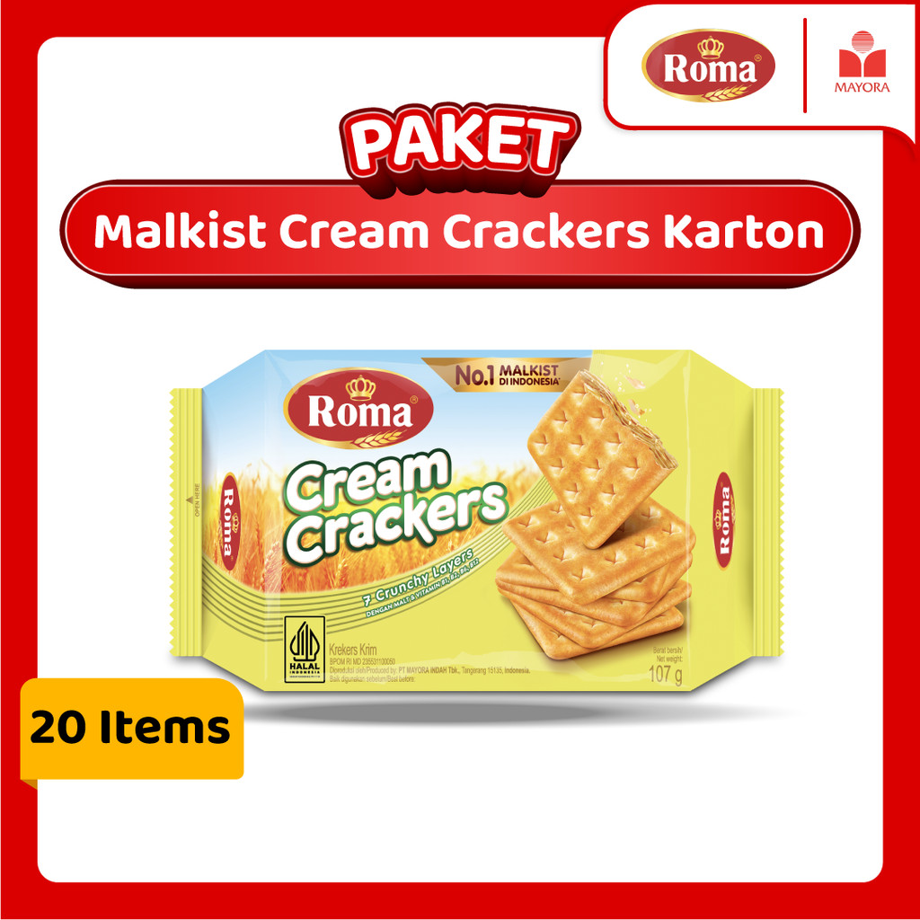 

Paket Roma Malkist Cream Crackers 107 Gram Karton