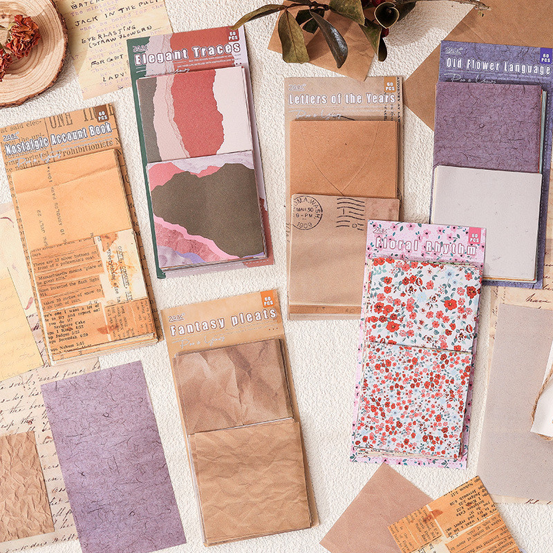 

Journamm 60sheets Note Paper Material Paper DIY Scrapbooking Collage Junk Journal Aesthetics Stationery Planner Decor Paper