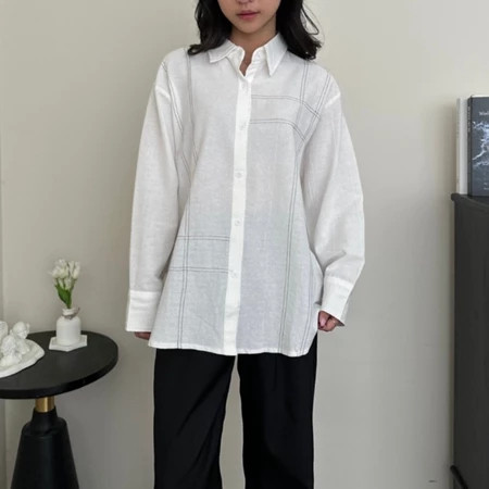 DOLLAR - ZER KEMEJA SATSUKI HITAM PUTIH MODIS LENGAN PANJANG DAILY SHIRT / Atasan Wanita CONTRAST BL