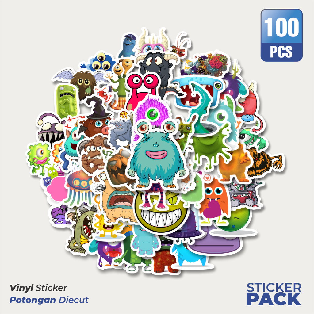 

MURAH 100 PCS Stiker Monster Art Illustration Karakter Mix 5 Waterproof Aesthetic- Untuk Laptop, Motor, dan Helm - Paper Stationery Pack