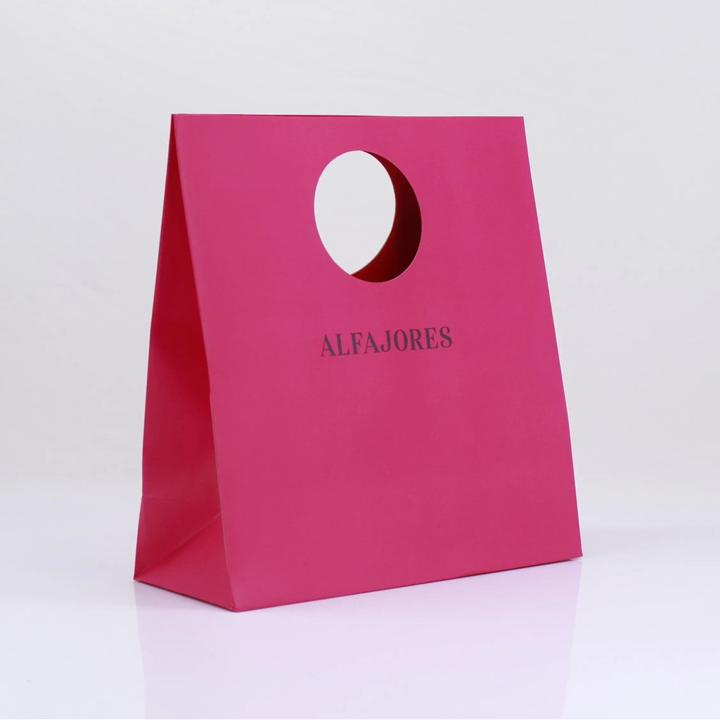 

500pcs/Lot Custom Logo and Size Luxury Boutiques Fashionable Design Shopping Paper Bag Circular Die-cut Handle Gift Bag