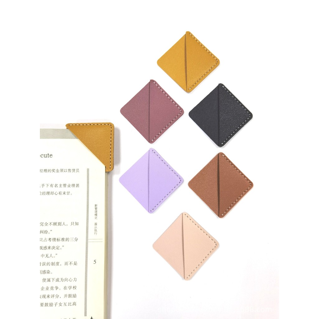 

2pcs Leather Diamond-shaped Bookmark Bookmark Page Folder Corner Protection Set Square Bookmark Book Marks Book Nook