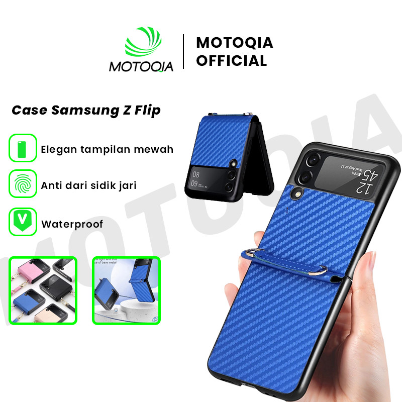 MOTOQIA Luxury Case Samsung Z Flip 3 Bahan Kulit Dengan Slot Kartu Casing Samsung Galaxy Case Z Flip