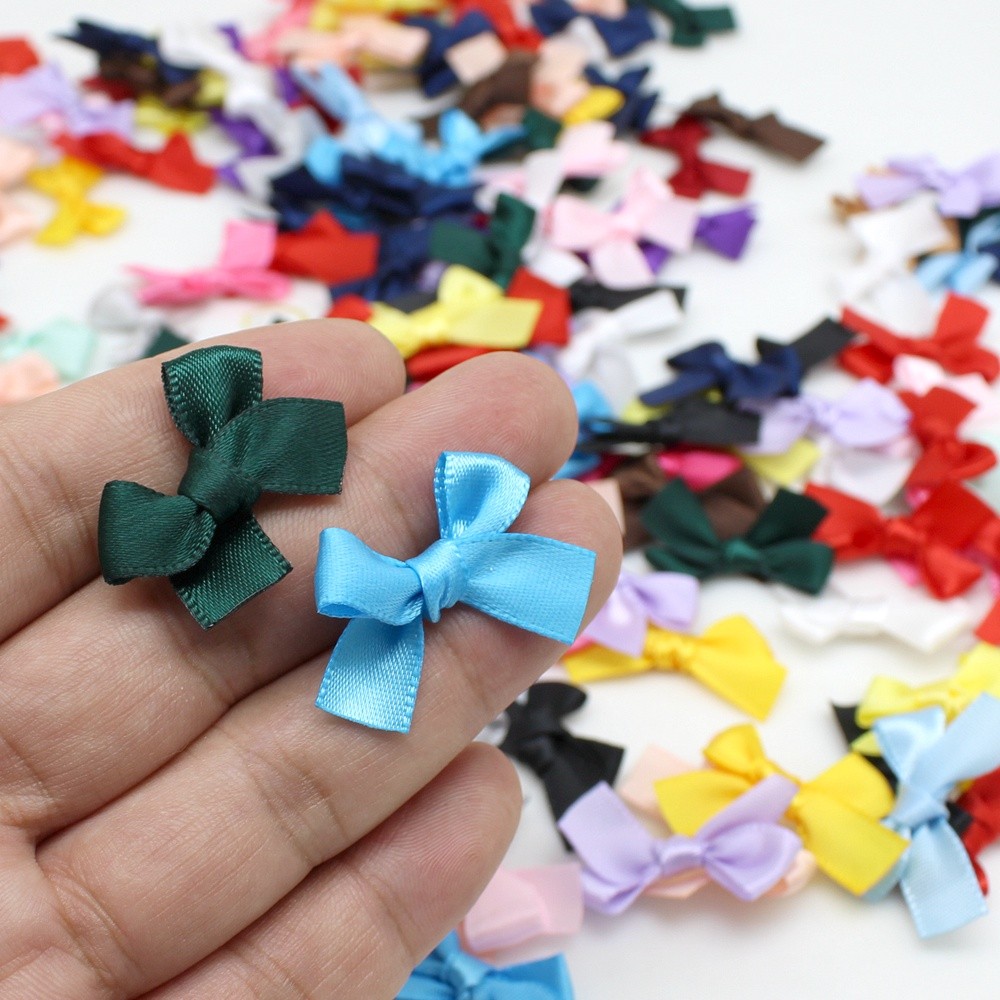 

50 or 100pcs Mixed Satin Ribbon Bows Tie Small Bows for Crafts Christmas Handmade Decoration 23mm Hand Bow