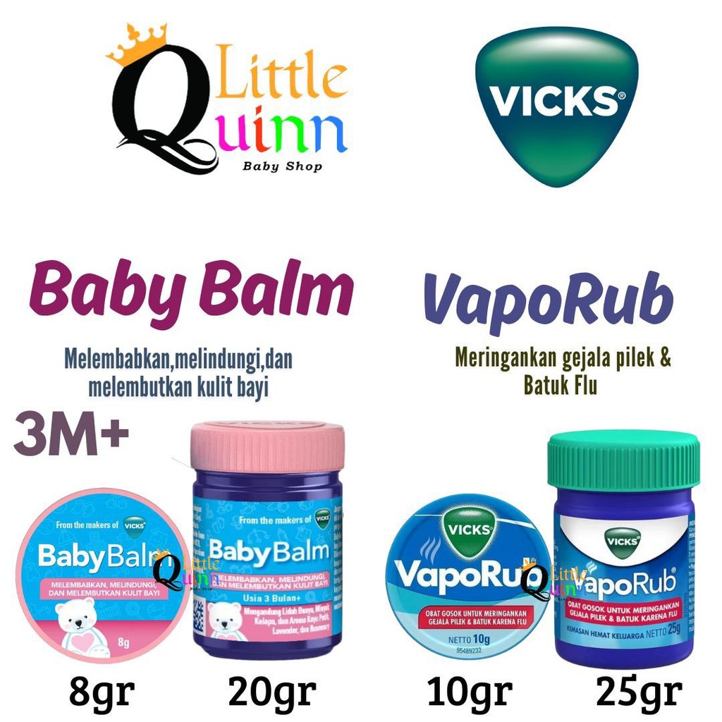Vicks Vaporub - Vicks Baby Balm - Vicks Balsem Meringankan Gejala Batuk dan pilek