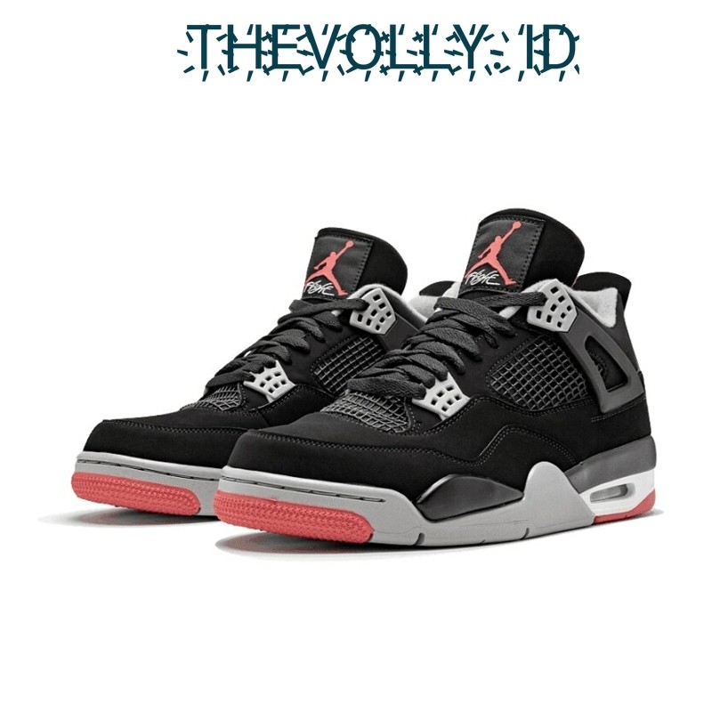 Sepatu Nike Air Jordan 4 Retro Bred BNIB Original / Sneakers Pria