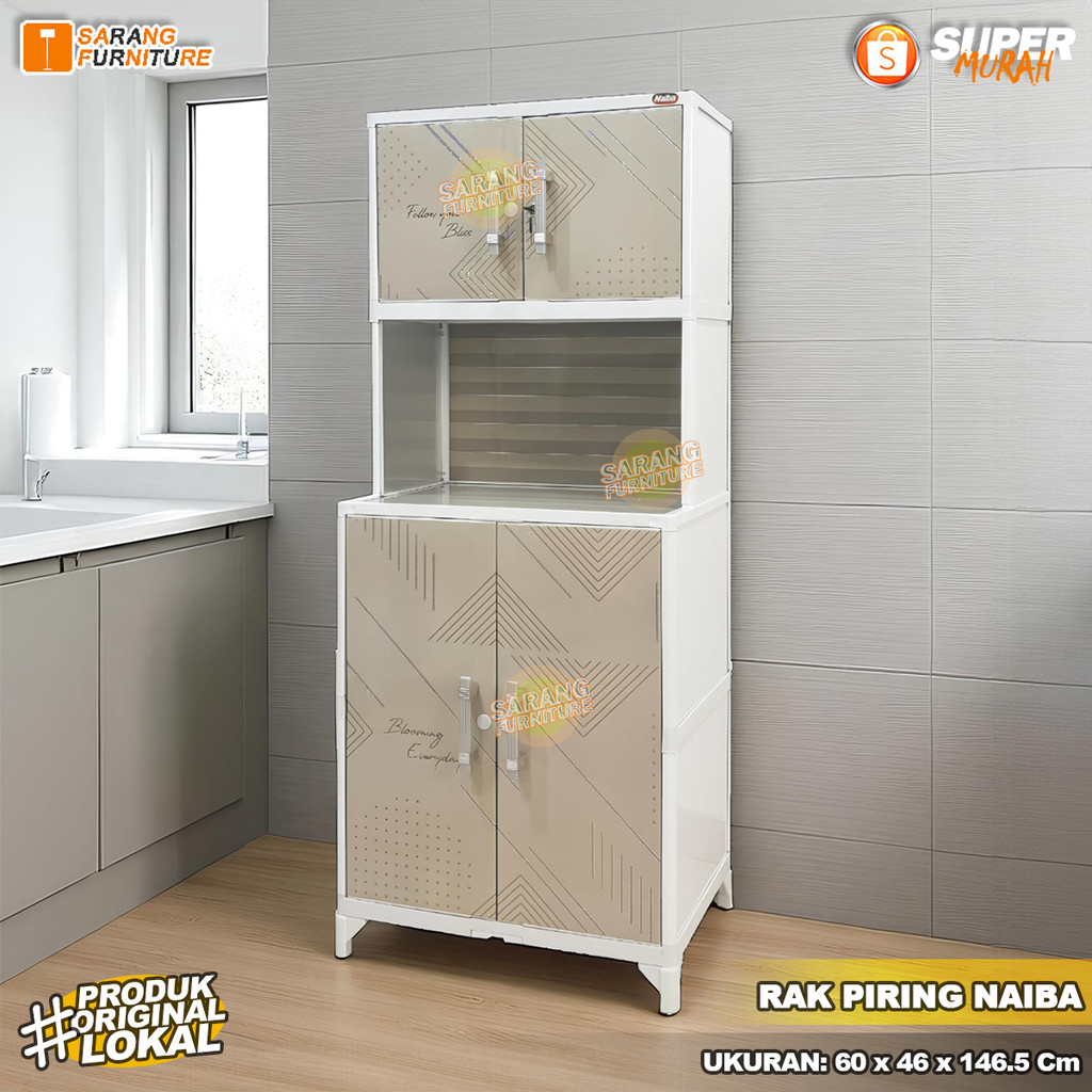 Naiba Kawaii - Dish Rack Minimalis Rak Piring Aluminium Lemari Piring Lemari Penyimpanan Makanan