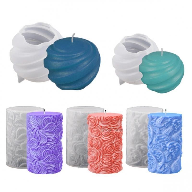 

3D Spherical Candle Mold Diy Handmade Gypsum Silicone Mold Butterfly Rose Decoration Candle Making Tool