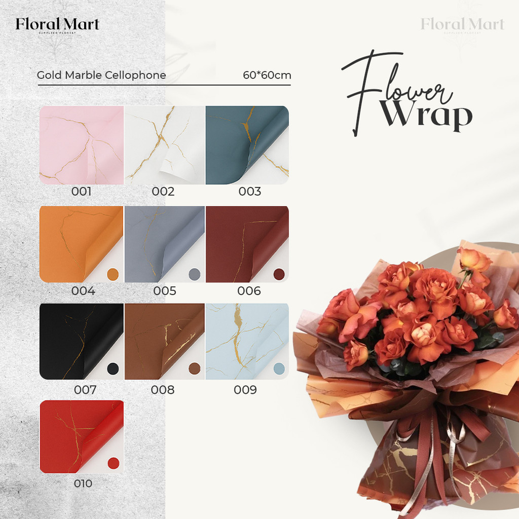 

Kertas Bunga Buket Motif Marble 5 Lembar | Florist Flower Wrapping Paper Cellophane Flory Mart