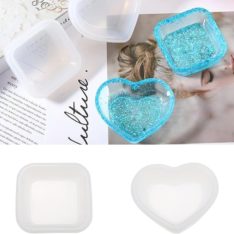 

DIY Heart Shape Jewelry Epoxy Casting Molds Round Dish UV Epoxy Resin Molds Tools For Jewelry Making Findings Accessories