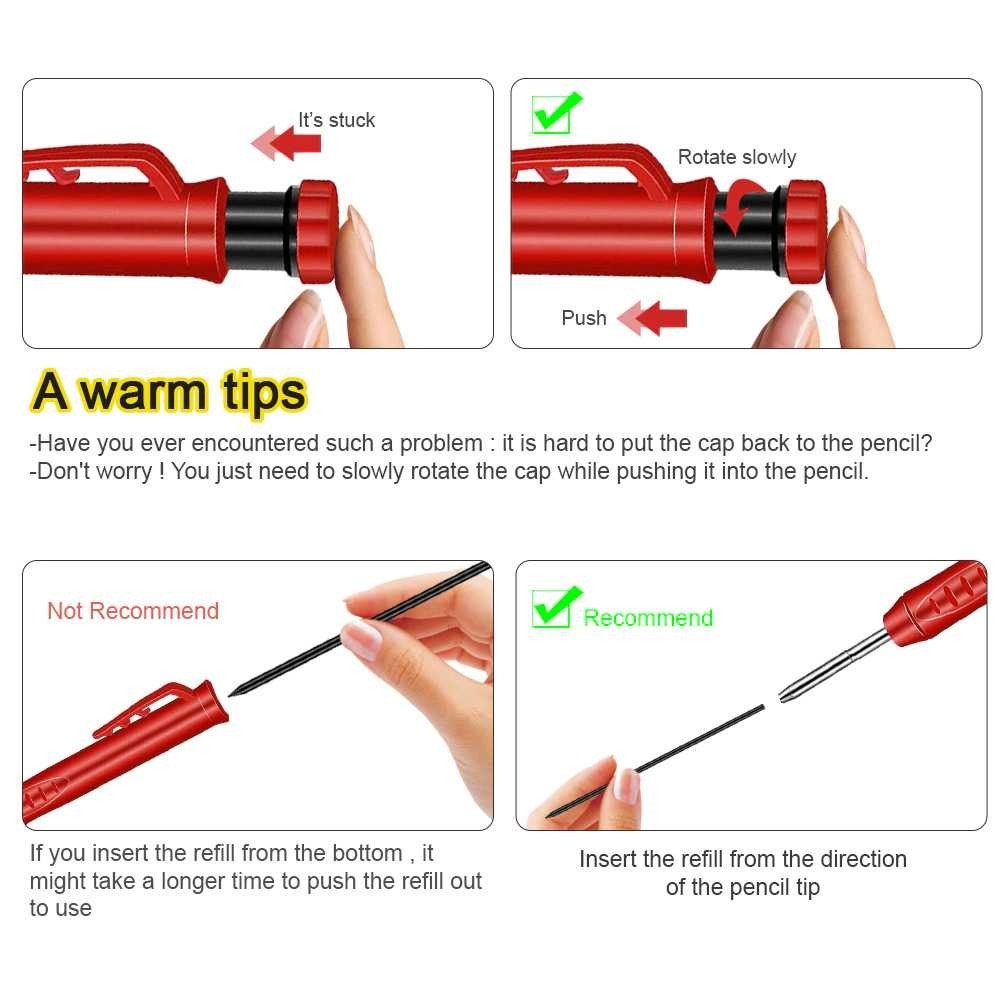 

ANDEASTR BAILE Pensil Tukang Mekanik Carpenter Marking Pencil with Refill 6 PCS - B15322