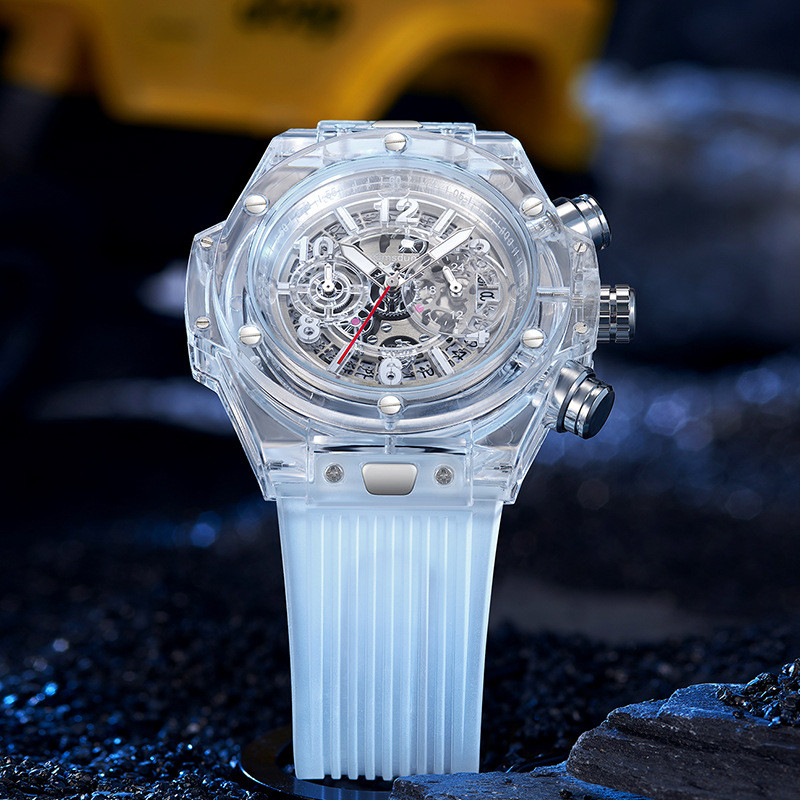 

Jam Tangan Pasangan Tahan Air Multifungsi Transparan Sederhana Fashion Tali Silikon Populer Merek Kingston Jam Tangan Quartz Pelajar