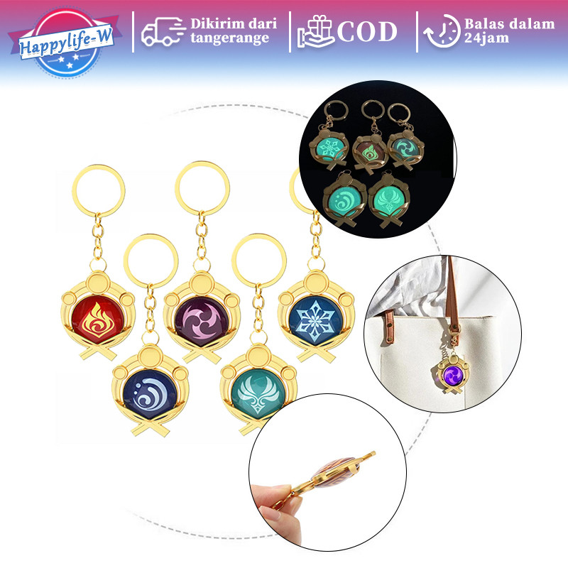 Genshin Impact Mondstadt Keychain Gantungan Kunci Glow In The Dark Genshin Impact Vision