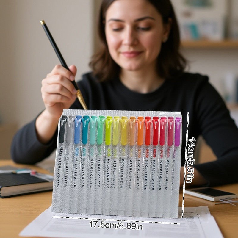 

15 Colors Double Headed Highlighter Pen Set Fluorescent Drawing Markers Highlighters Pens Art Japanese Cute Pastel Stationery