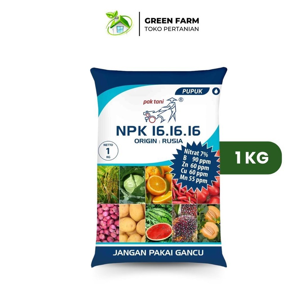 Pupuk Npk 16 16 16 Pak Tani 1kg Original Rusia Npk Pak Tani Biru Tanaman