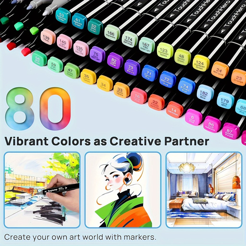 

Factory Wholesale Hot Sale High Quality 48/60/80 Colors Art Markers Pen Set For Kids Washable For Drawing Acrylic Pen