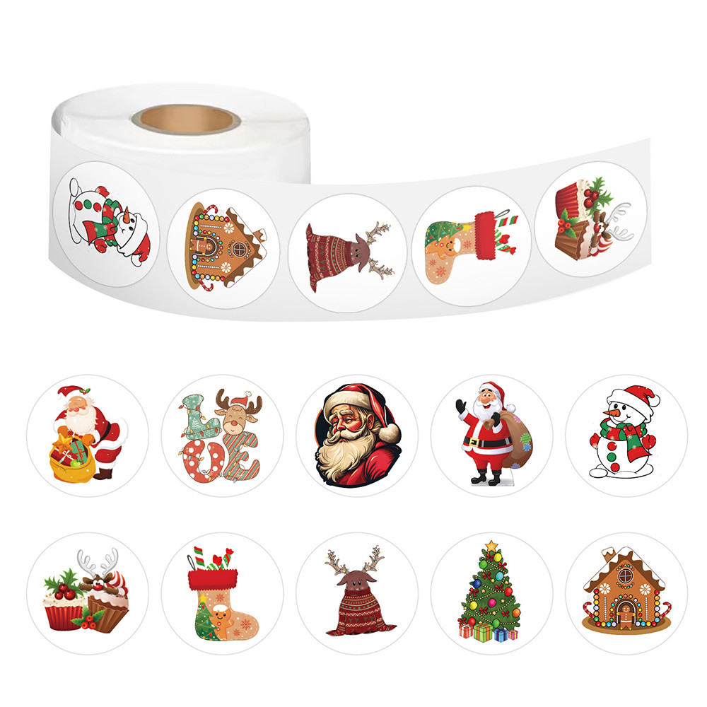 

500Pcs/Roll Cartoon Stickers Cute Santa Elk Graffiti Decal for Kid DIY Notebook Bike Aesthetic Sticker Reward Gift Toy