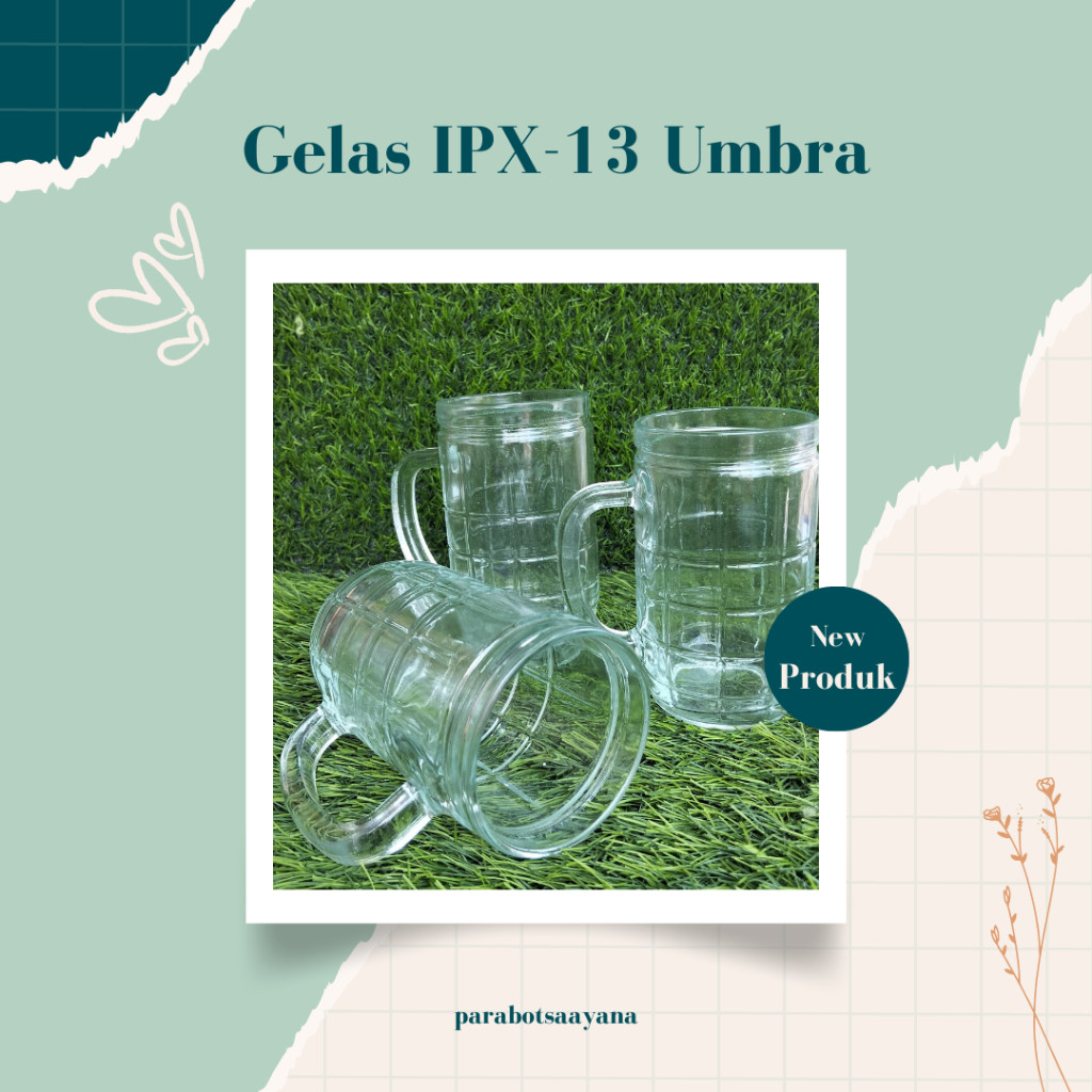 Gelas Kaca IPX-13 Umbra Gelas Bening Kaca Motif Kotak kotak