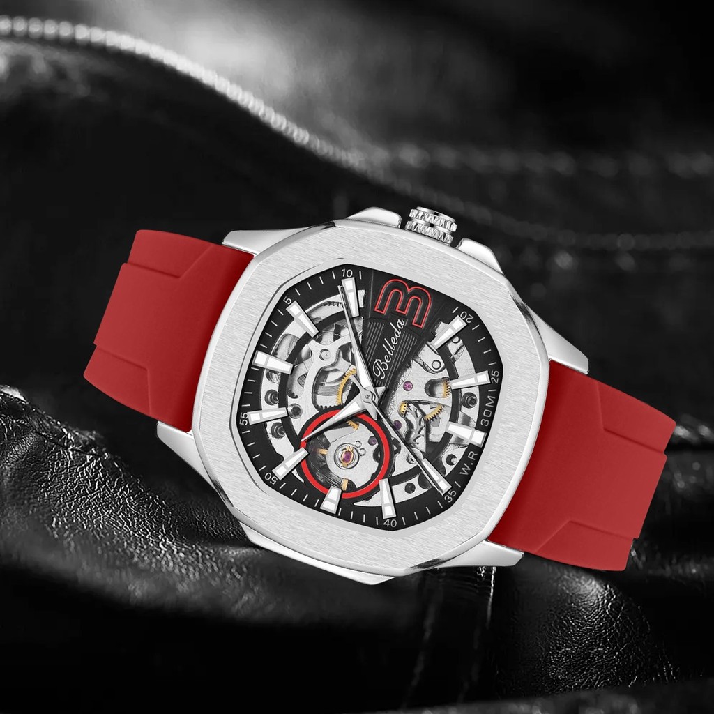 CC WATCH Jam Tangan Pria Belleda 9633 Rubber Anti Air Automatic