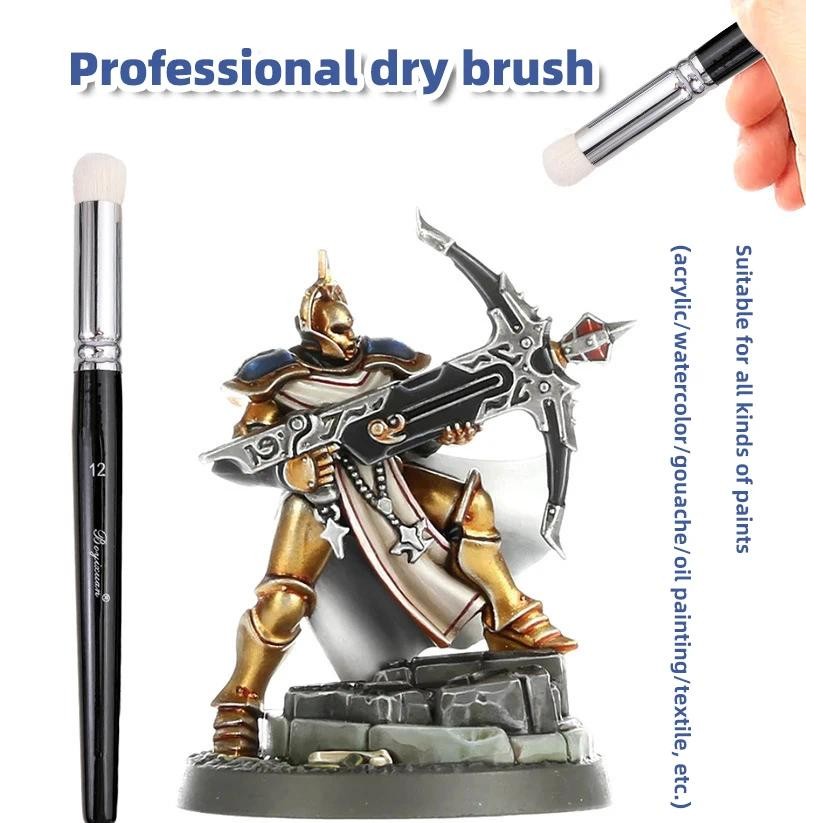 

Dry Brush Miniature Painting Dry Brush Set Fine Detail Wood Handle Brushes for 40K Scale Model Art Painting Acrylic Watercolor