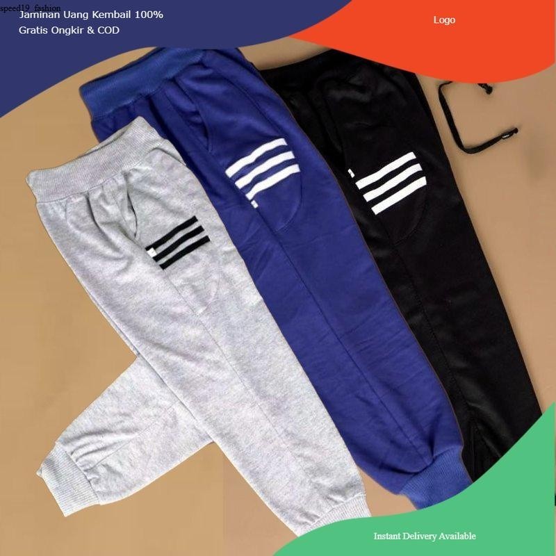 Promo Murah 3 Pcs Training Celana Panjang Joger Anak Laki Laki Perempuan Unisex Warna Usia 5 – 12 Ta