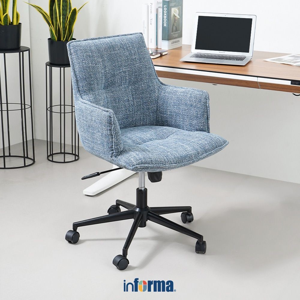 Informa Harmony Kursi Kantor Sandaran Rendah - Biru Tempat Duduk Kerja Dengan Roda Office Chair Kurs