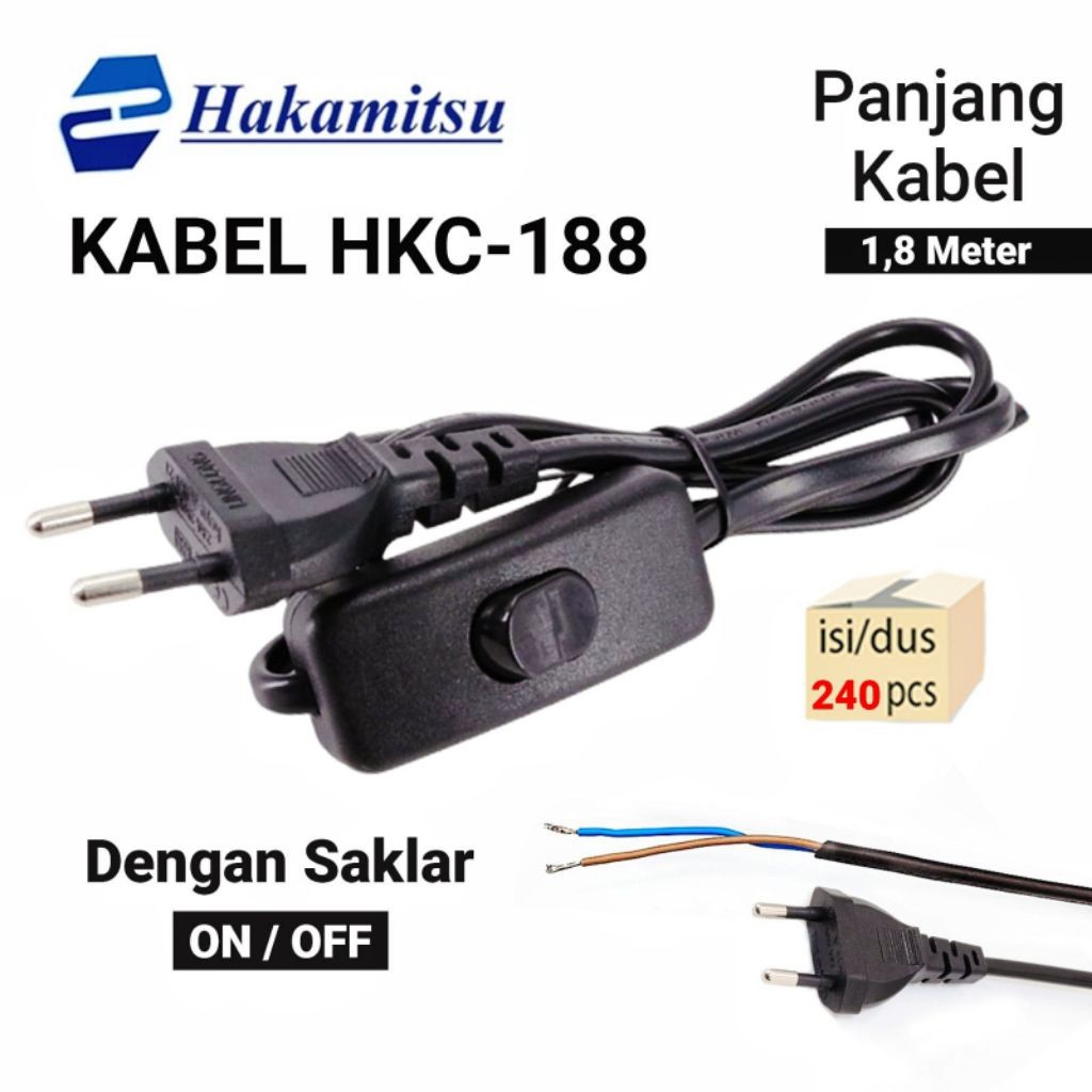 KABLE SAKLAR ON-OFF / KABEL AC 220V / CABEL BUNTUNG, KABEL LISTRIK SAMBUNGAN COLOKAN LISTRIK