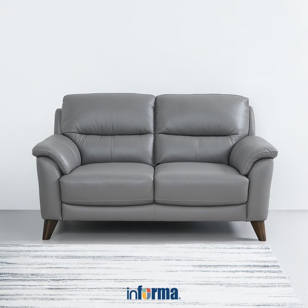Informa Ferrara Davis Sofa Kulit 2 Seater - Abu-Abu Sofa Ruang Tamu Kursi Sofa Sofa Minimalis Kursi 