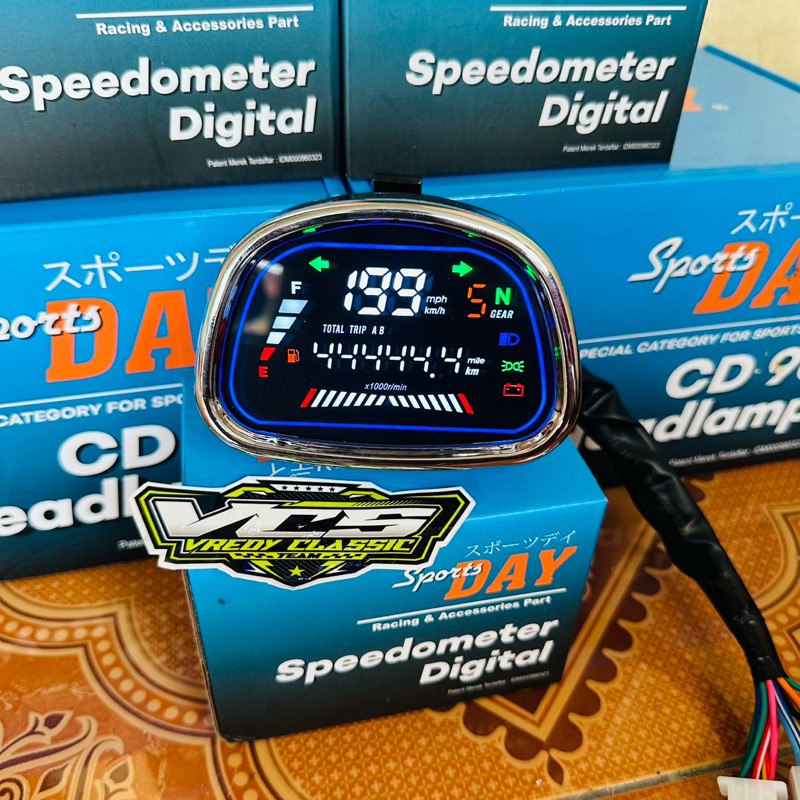 speedometer CD DIGITAL RPM sudah SENSOR PNP BATOK CD cover CROM ( spedo set lis crom) RPM SENSOR