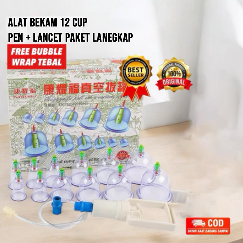 ​​Alat Bekam Alat Kop Angin 12 Set + Pen Lancet - Alat Terapi Murah, Lengkap & Higienis untuk Bekam 
