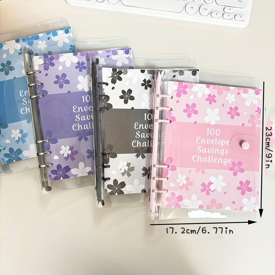 

SKYSONIC A5 100 Days Envelope Saving Challenge,100 Pockets Letter Binder Refills,Cash Budget Macarone Collect Book Set