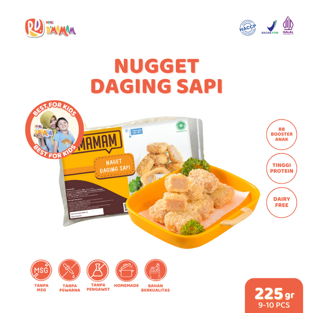 

Radaza D'MAMAM Nugget Daging Sapi 225g Anak MPASI Homemade Non MSG BB Booster HACCP BPOM HALAL - Adwa Organic
