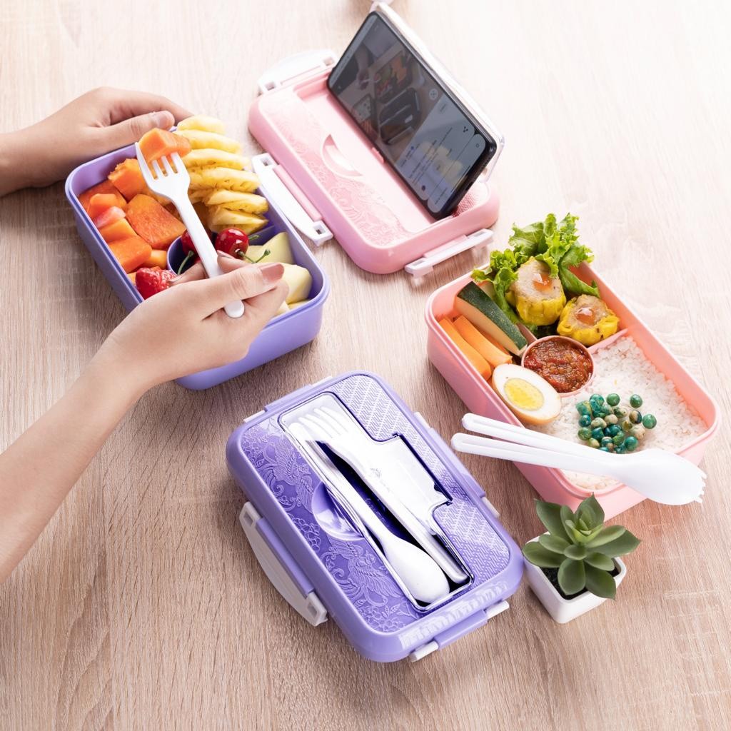 Kotak Bekal Sekat 3 Grids Anti Campur | Lunch Box Makan Siang Praktis