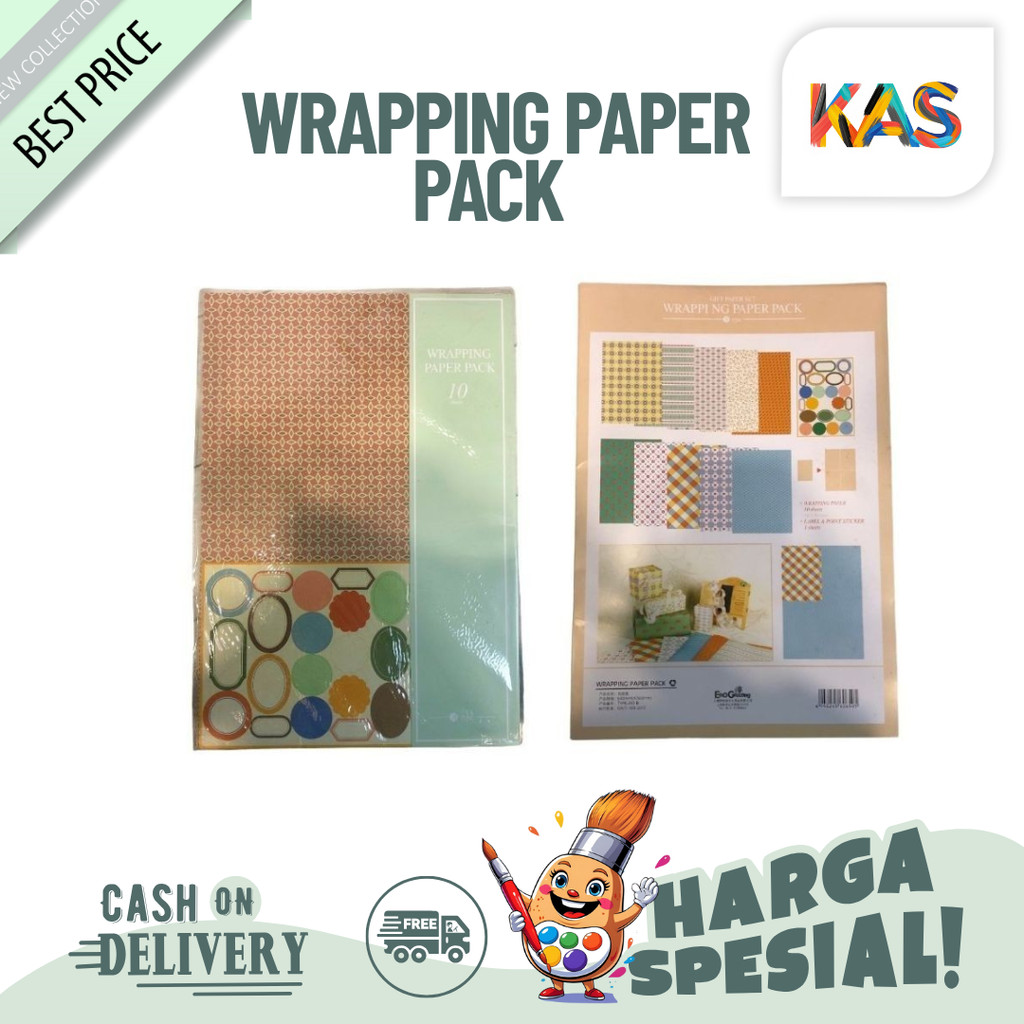 

Wrapping Paper Pack EnoGreeting 213 Isi 10 540x760 Gift Paper Set 5 Motif Dengan 1 Label & Point Sticker - Set
