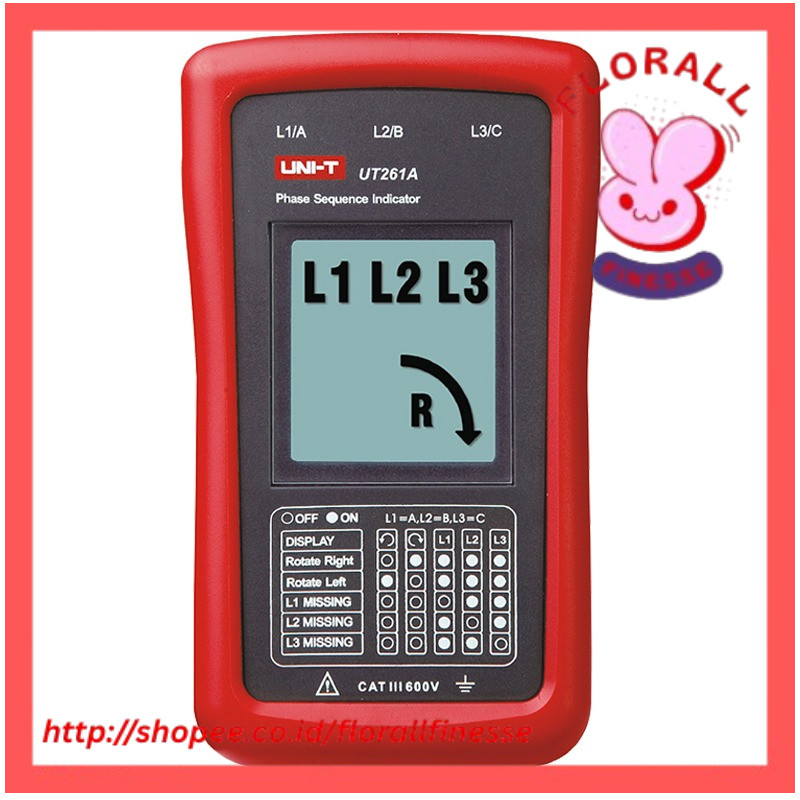 UNI-T UT261A UT261B 3 Phase Sequence Meter Phase Missing Motor Rotation Indicator AC Voltage Frequen