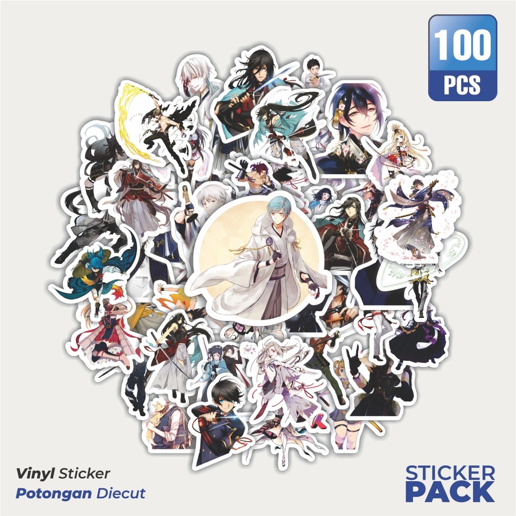

100 PCS STIKER Stiker Game Series Touken Ranbu Karakter V5 Waterproof Aesthetic- Untuk Laptop, Motor, dan Helm - Paper Stationery Pack