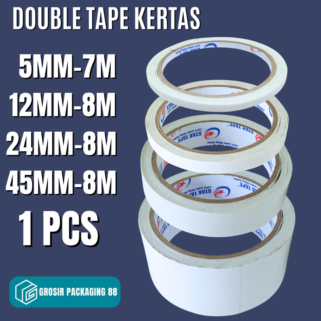 

Double Tape Kertas 12mm 24mm 45mm x 8 METER