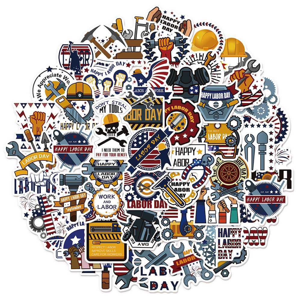 

50PCS American Labor Day Graffiti Stickers DIY Luggage, Laptop, Water Cup, Computer Waterproof Stickers
